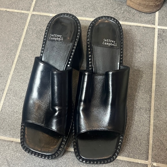 Jeffery Campbell women’s Platform Slide Sandal Sz 9 Concert black chunky - Picture 3 of 9